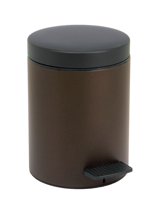 Pam & Co Metallic Toilet Bin with Soft Close Lid 5lt Brown