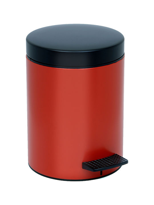 Pam & Co Metallic Toilet Bin with Soft Close Lid 5lt Red