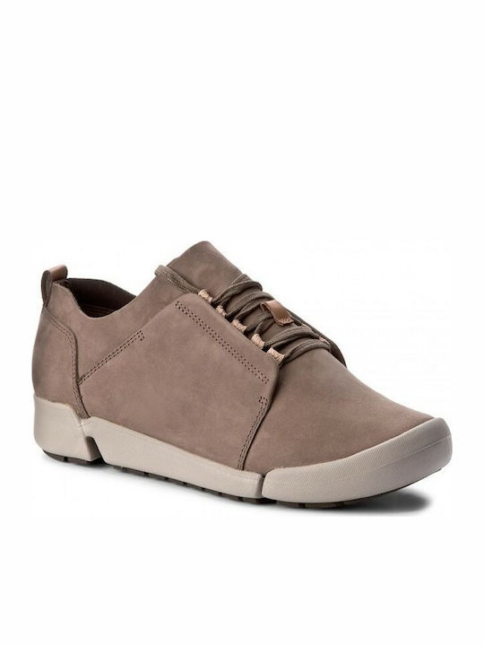 Clarks Tri Bella Δερμάτινα Ανατομικά Sneakers σε Γκρι Χρώμα