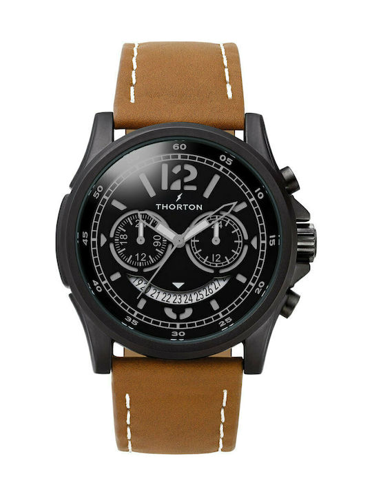 Thorton Watch Chronograph Battery with Brown Leather Strap