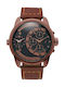 Thorton Men's Watch 53mm Chronograph Battery with Brown Leather Strap
