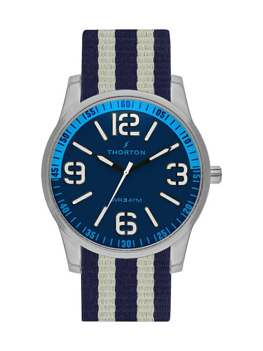 Thorton Watch Battery with Blue Fabric Strap