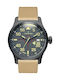 Thorton Ανδρικό Ρολόι 49mm Μπαταρίας με Μπεζ Δερμάτινο Λουράκι
