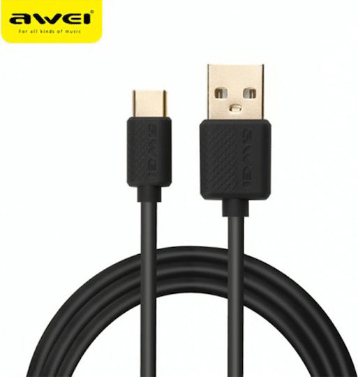 Awei CL-89 USB 2.0 Cable USB-C male - USB-A 60W Μαύρο 1m