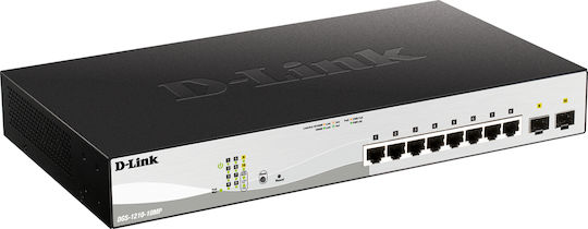 D-Link DGS-1210-10MP Managed L2 PoE+ Switch with 8 Gigabit (1Gbps) Ethernet Ports and 2 SFP Ports