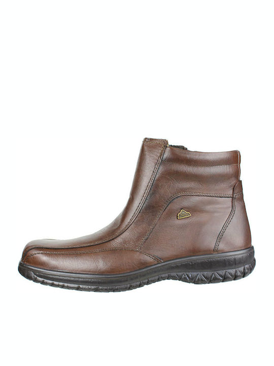 Boxer Men's Leather Boots with Zipper Brown