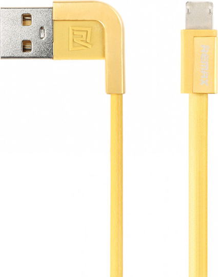 Remax Cheynn RC-052i Ъгъл (90°) USB-A към Lightning кабел Жълт 1м