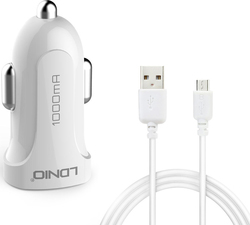 Ldnio Car Charger White DL-C17 Total Intensity 1A Fast Charging with Cable Micro-USB