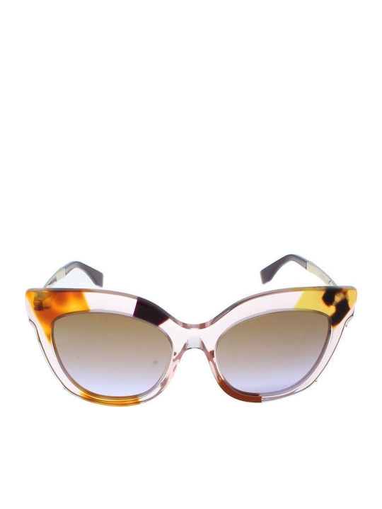 Fendi Fendi Damen Sonnenbrille mit Mehrfarbigem Horn umrandetem Rahmen