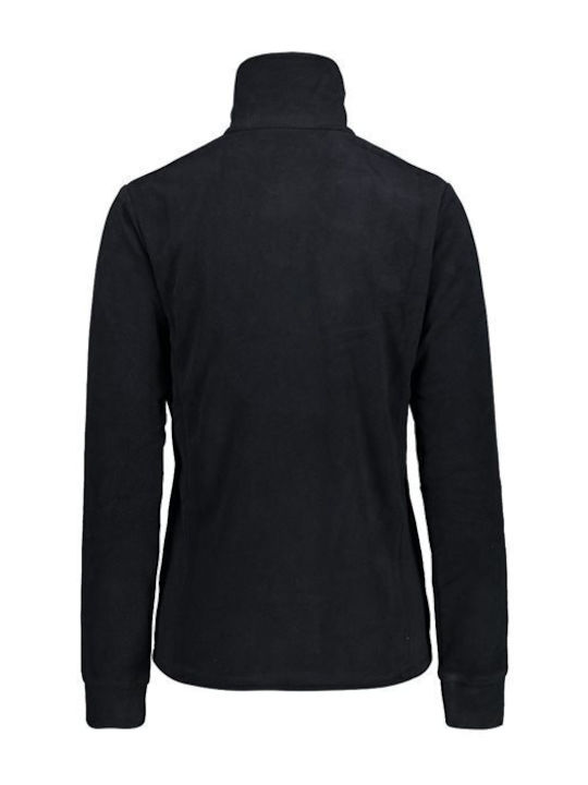 Χειμερινή Γυναικεία Fleece Μπλούζα Πεζοπορίας Μακρυμάνικη με Φερμουάρ Μαύρη