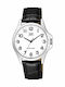 Q&Q Men's Watch 39mm Battery with Black Leather Strap