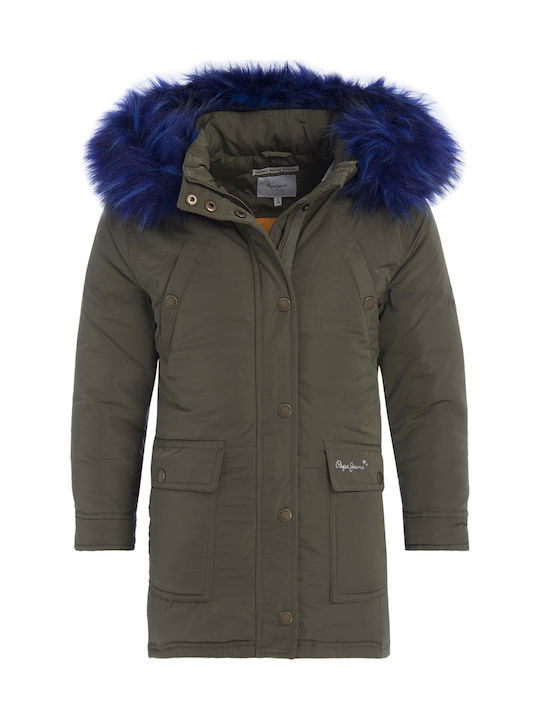 June Kinder Parka Lang mit Kapuze Khaki