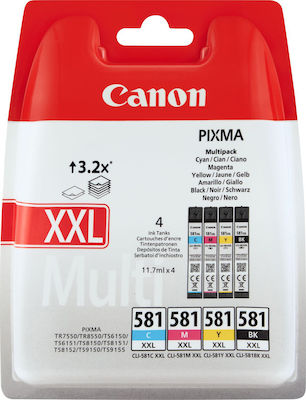 Canon CLI-581XXL Pachet 4 Cartușe de cerneală pentru imprimantă InkJet Galben / Cyan / Magenta / Negru (1998C005)