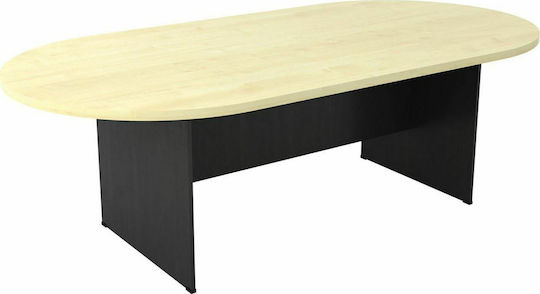 Meeting Table Oval Wooden Beige 240x120x75cm