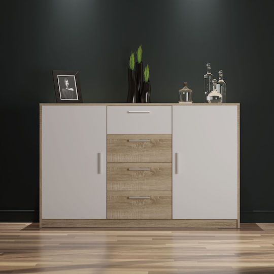 Μπουφές Rico Ξύλινος με Συρτάρια Rico White / Sonoma 145x45x90cm Μπουφές Rico Ξύλινος με Συρτάρια Rico White / Sonoma 145x45x90cm