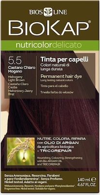 Biosline Biokap Nutricolor Delicato Set Vopsea de Păr fără amoniac 5.5 Mahogany Light Brown 140ml