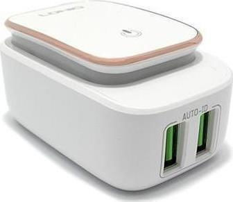 Ldnio Φορτιστής Χωρίς Καλώδιο με 2 Θύρες USB-A Λευκός (A2205)