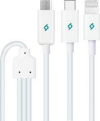 TTEC Trio USB to Lightning / Type-C / micro USB Cable 1.2m
