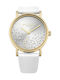 Daisy Dixon Astra Crystals Γυναικείο Ρολόι Μπαταρίας με Λευκό Δερμάτινο Λουράκι
