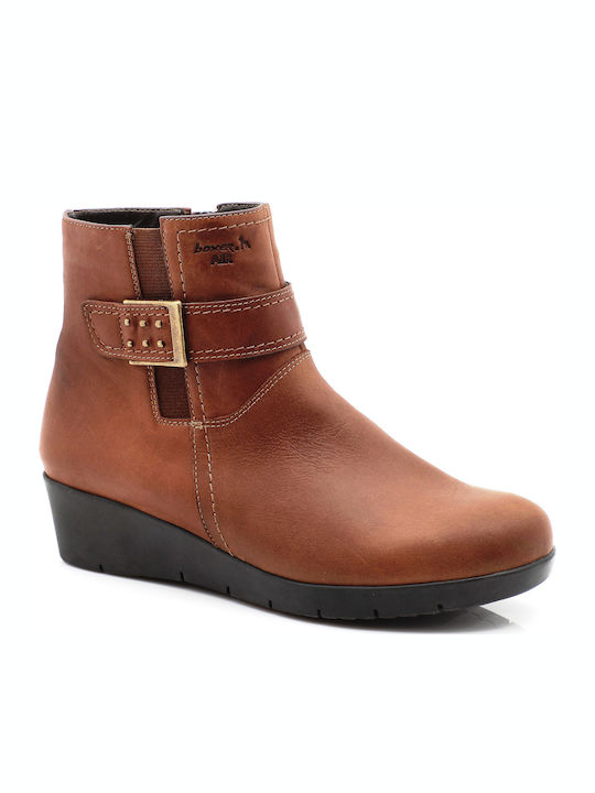 Boxer Leather Women's Ankle Boots Tabac Brown