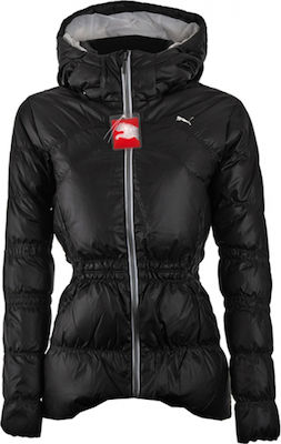 puma down filled black jacket with hood