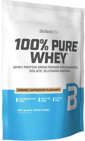 Biotech USA 100% Pure Whey Protein Whey Gluten Free with Flavor Caramel Cappuccino 454gr