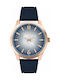 Ferendi Glare Rose Gold Blue Watch with Blue Leather Strap