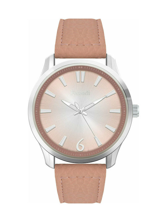 Ferendi Glare Pink Leather Strap Watch with Pink Leather Strap