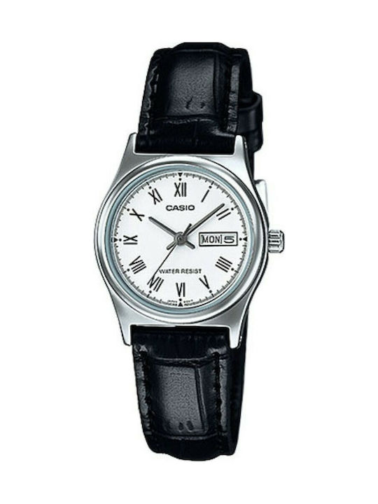 Casio Watch with Black Leather Strap LTP-V006L-7BUDF