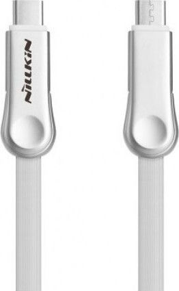 Nillkin Plus III Flat USB 2.0 Cable USB-C Male - Micro USB-A White 1m