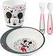 Nuk Feeding Set Mickey made of Melamine Gray 4pcs for 6+ months