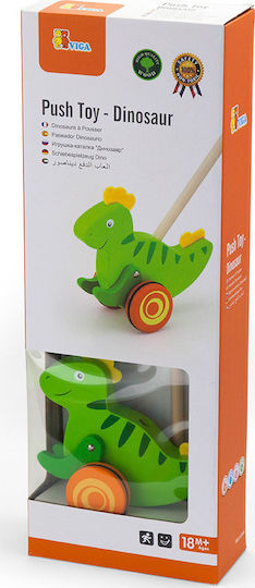 Viga Toys Pull-Along Toy Push Along Dinosaur made of Wood for 18++ Months