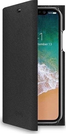 Celly Shell Wallet Synthetic Leather Black (iPhone X / Xs) SHELL900BK