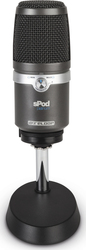 Reloop Condenser (Large Diaphragm) Microphone 3.5mm / USB sPod Platinum Shock Mounted/Clip On Mounting Voice