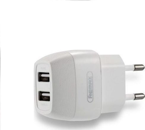 Remax Charger Without Cable with 2 USB-A Ports Whites (Flinc RP-U29)