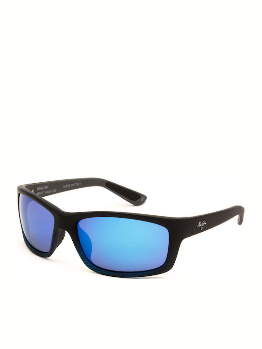 Maui Jim Men's Sunglasses with Blue Plastic Frame and Blue Polarized Mirror Lens B766-08C