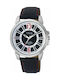 Q&Q Watch Battery with Black Leather Strap DA06J312Y