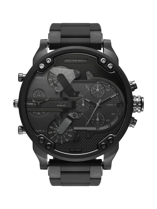 Diesel Mr Daddy 2.0 Ανδρικό Ρολόι 57mm Χρονογράφος Μπαταρίας με Μαύρο Καουτσούκ Λουράκι