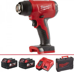 Milwaukee M18 BHG-502C Πιστόλι Θερμού Αέρα 18V 2x5Ah με Μέγιστη Θερμοκρασία 470°C