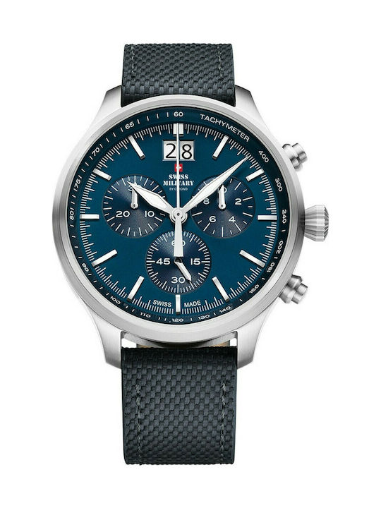 Swiss Military by Chrono Watch Chronograph Battery with Blue Leather Strap SM34064.03