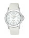 Q&Q Watch with White Leather Strap DA25J304Y