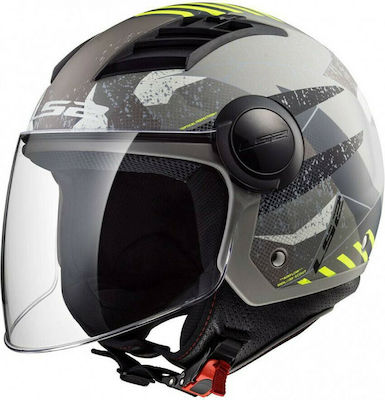 LS2 Airflow OF562 Jet Helmet 950gr Camo Matt Titanium/Yellow