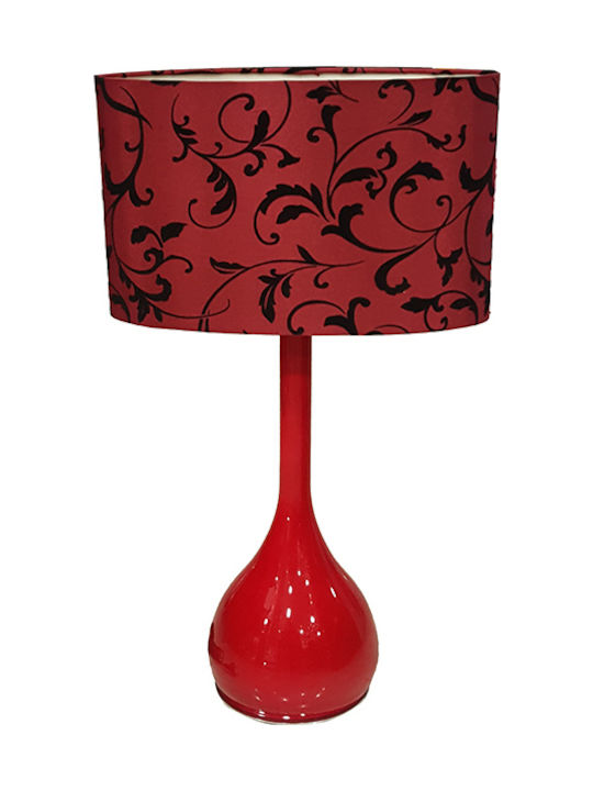 Keskor Glass Table Lamp for Socket E27 with Red Shade and Base