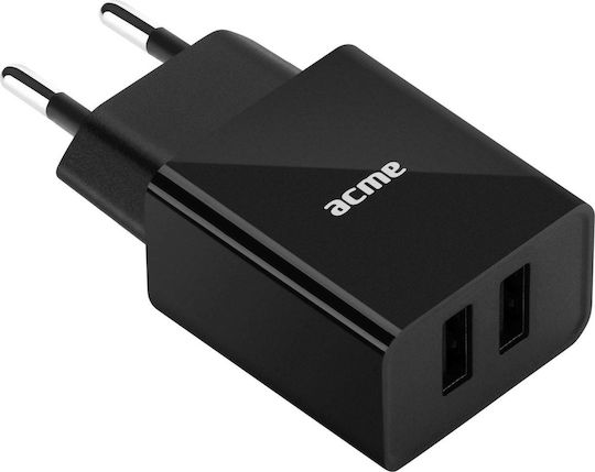 Acme Φορτιστής Χωρίς Καλώδιο με 2 Θύρες USB-A 12W Μαύρος (CH204)