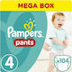 Pampers Diaper Pants Pants Pants No. 4 for 9-14 kgkg 104pcs