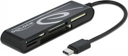 DeLock Card Reader USB 2.0 Type-C για SD/microSD/MemoryStick/CompactFlash/xD