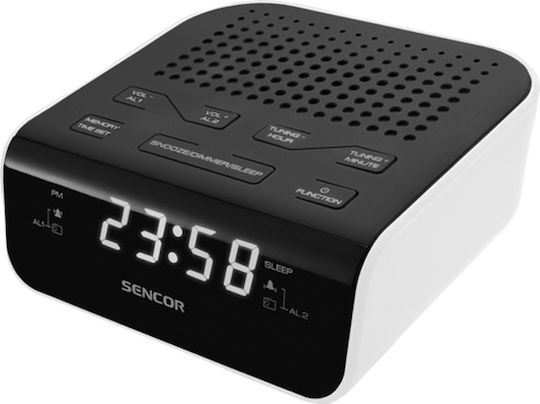 Sencor Sencor Tischuhr Digital mit LED Wecker & Tischradio Schwarz SRC 136 WH