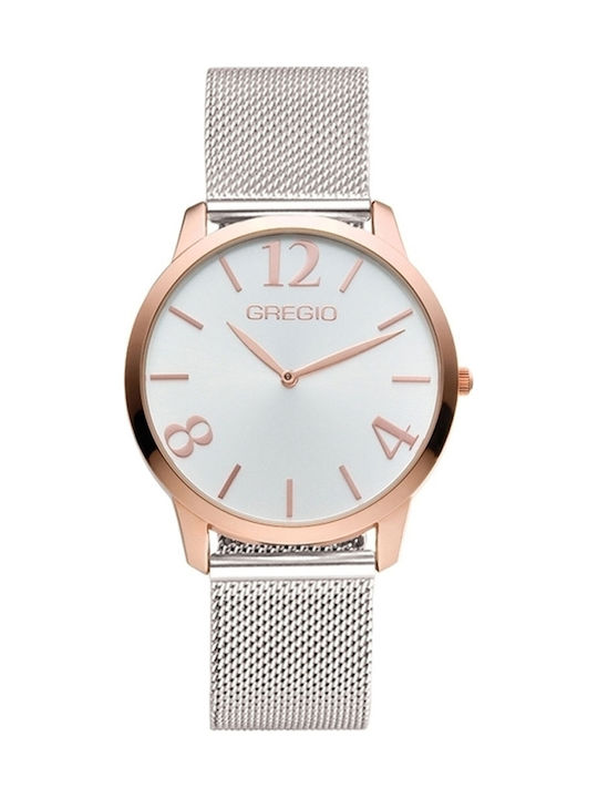 Gregio Simply Rose Milanese Women's Watch with Silver Metal Bracelet