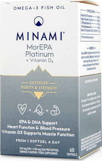 Minami MorEPA Platinum & Vitamin D3 Ιχθυέλαιο 60 μαλακές κάψουλες