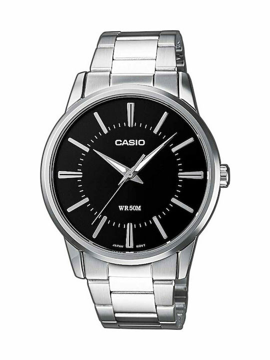 Casio Ανδρικό Ρολόι 40mm Μπαταρίας με Ασημί Μετ...